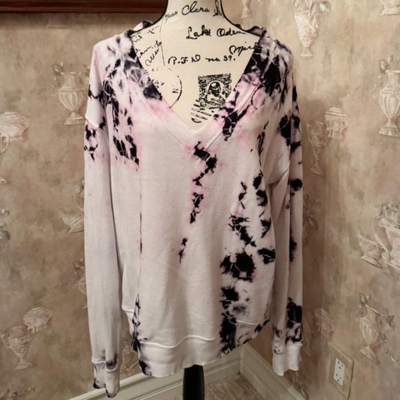 PHILOSOPHY MADE IN AMERICA TIEDYE LONG SLEEVE V NECK TOP LARGE - Picture 3 of 5